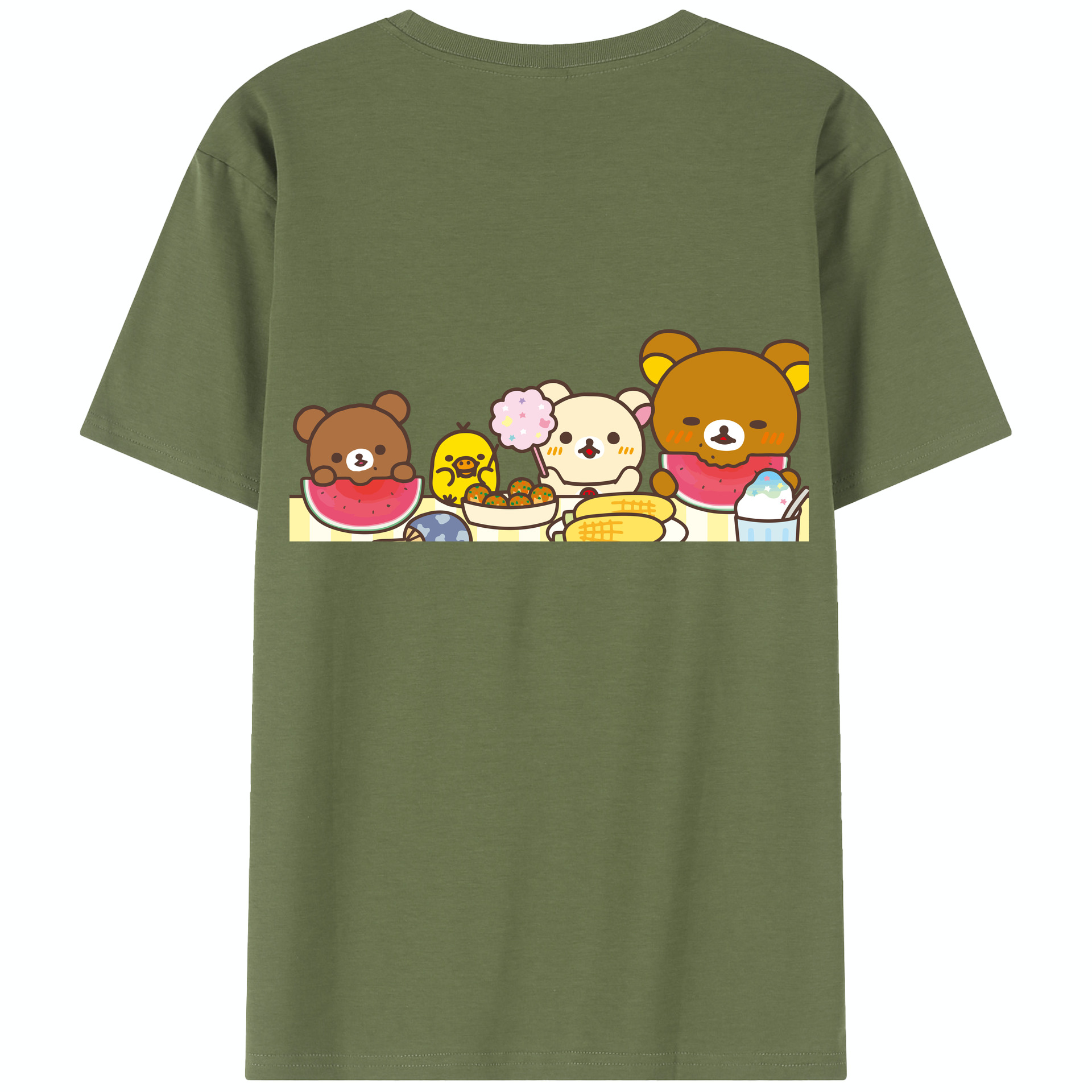（画像用） リラックマ リラックマ キイロイトリ Rilakkuma Korilakkuma Kiiroitori 綿100％半袖Tシャツ（背面プリント）